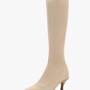 Newbella Beige Knee-High Women's Boots